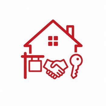 Full-service real estate icon for buying, selling, investing, and property management